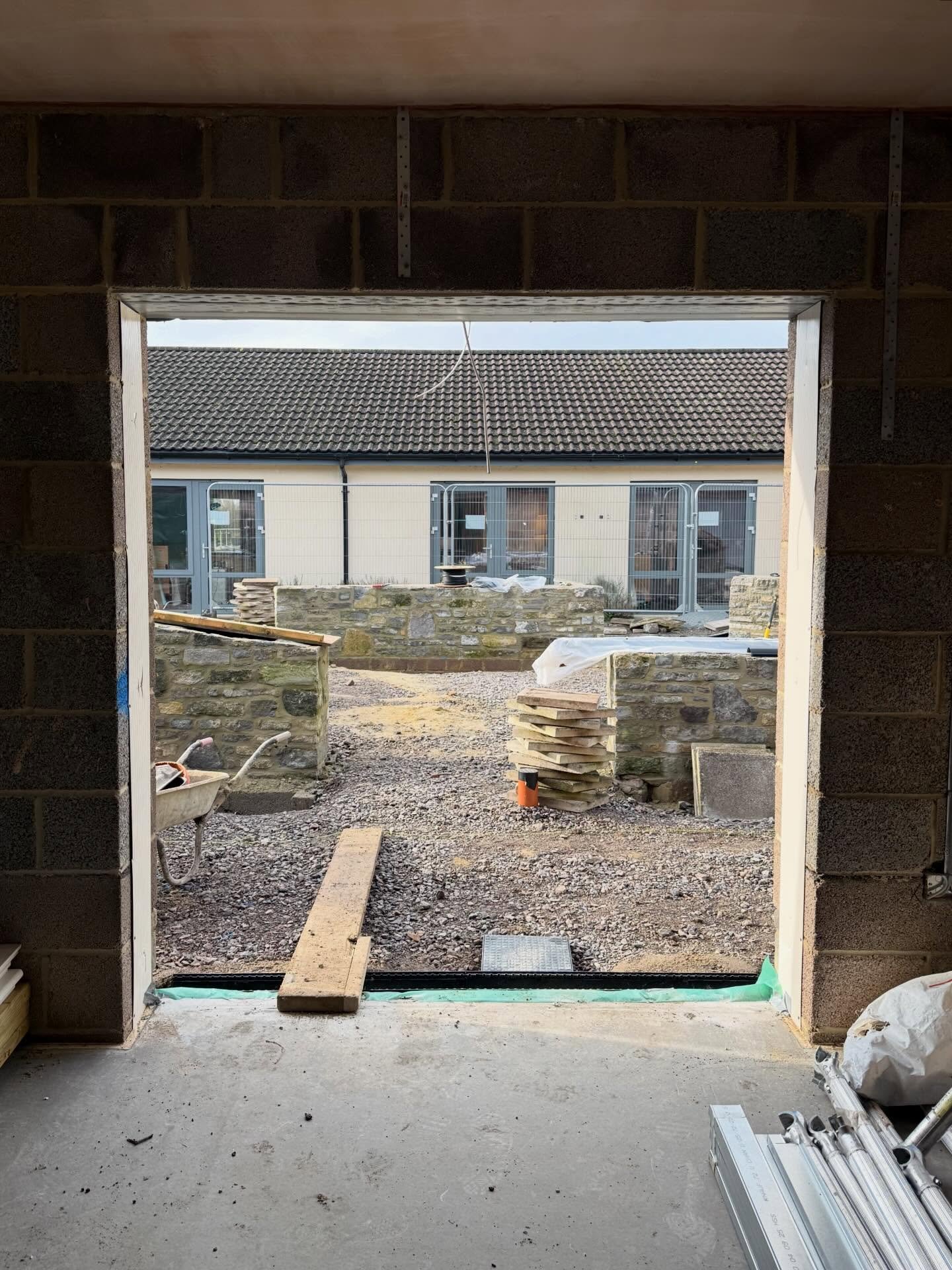 Great progress on site at this recently extended care home near Glastonbury. The courtyard is now enclosed and the garden walls in place. 

The walled enclosure aims to give the inward facing rooms some privacy from the users of the outside space. Th