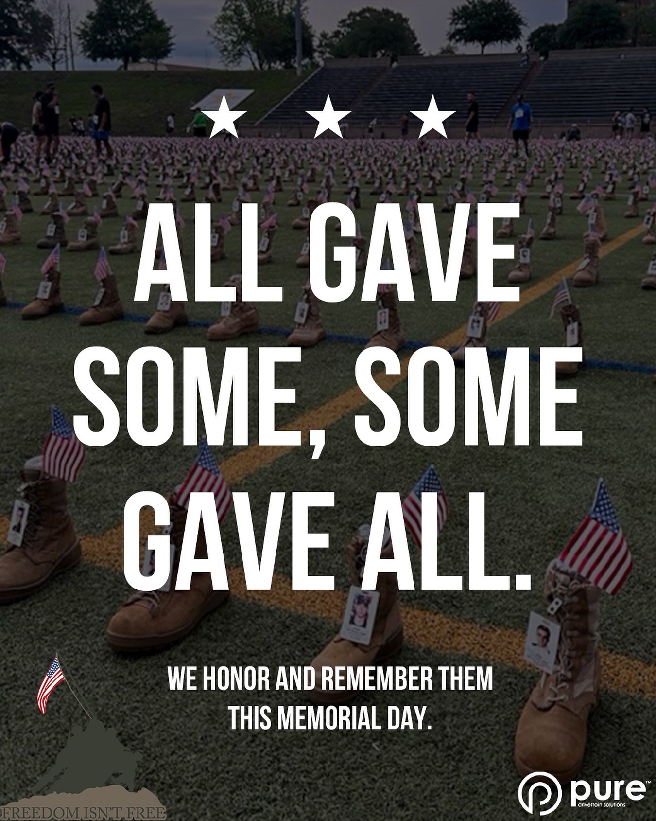 This Memorial Day, all of us at Pure pause to honor and remember the brave men and women who made the ultimate sacrifice in service to our country.
🌐VISIT OUR WEBSITE🌐
www.PureDriveTrainSolutions.com
#puredrivetrainsolutions #PDS #madeintheusa🇺