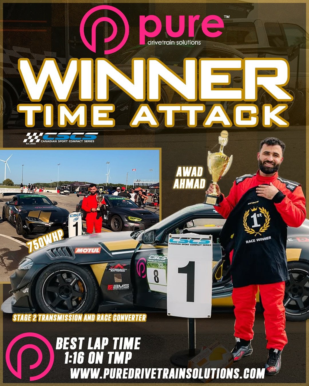 It’s been a winning season for @awadmawwad as he’s taken P1 twice already. His 750WHP Supra is a circuit racing time attack killer. Our stage 2 transmission and billet stator race converter taking all the abuse. Congratulations to Awad an