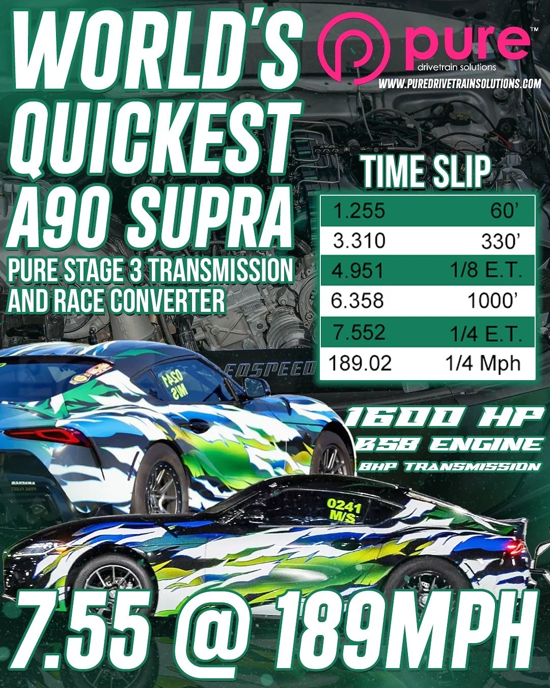 *WORLD RECORD A90* Jesse&rsquo;s 7 Second Supra! @mkv_zupr4 he supports our Stage 3 Transmission and billet stator race converter 🔥🔥
🌐VISIT OUR WEBSITE🌐
www.PureDriveTrainSolutions.com

#puredrivetrainsolutions #PDS #madeintheusa🇺🇸 #transmissio
