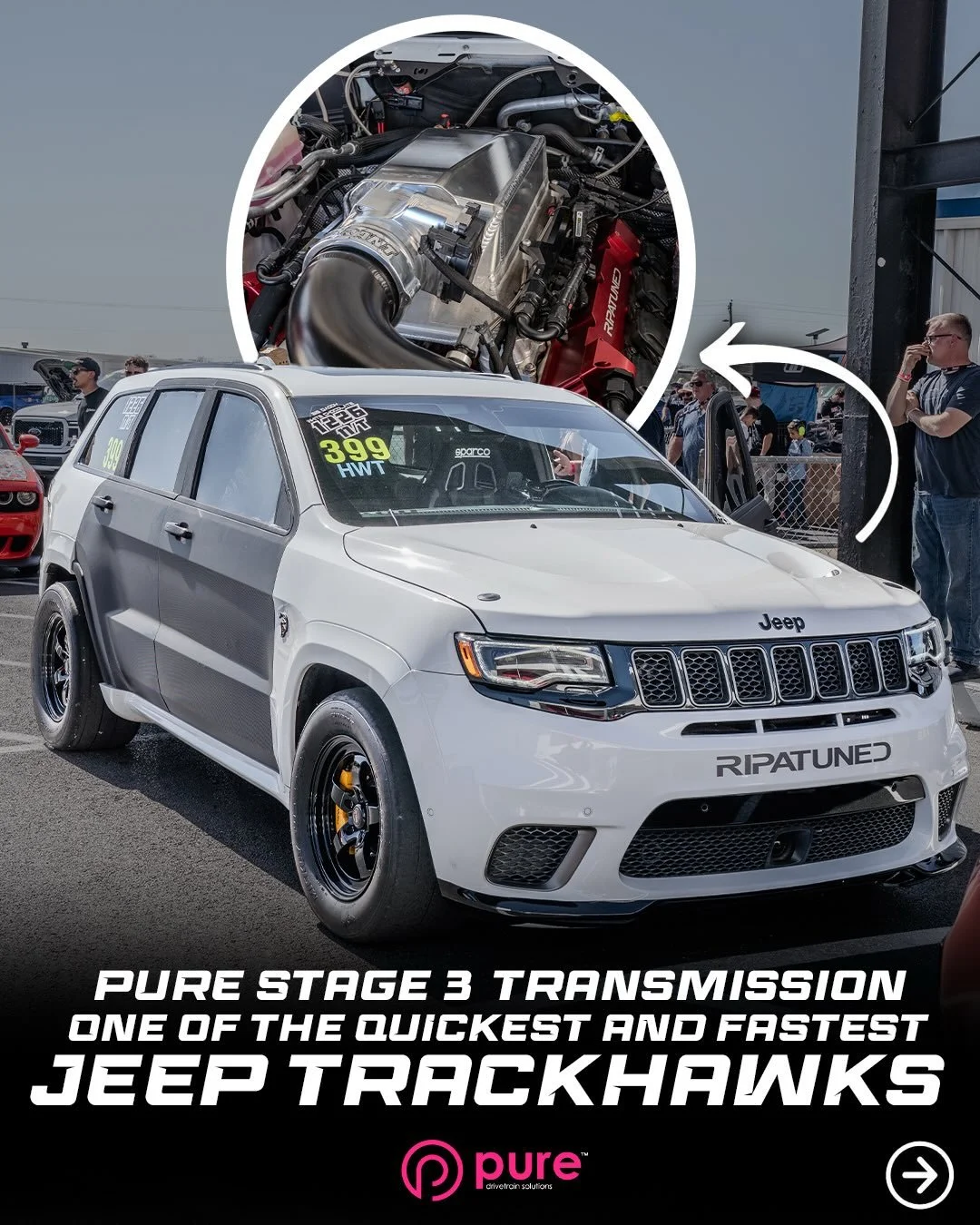 One of the quickest and fastest Trackhawks on the 🌎
Built by our guys over at @ripatuned @gaphawk1226 is running our Stage 3 transmission, billet stator race converter and our upgraded transfer case. 

Instagram DM 📲 @puredrivetrainsolutions
Websit
