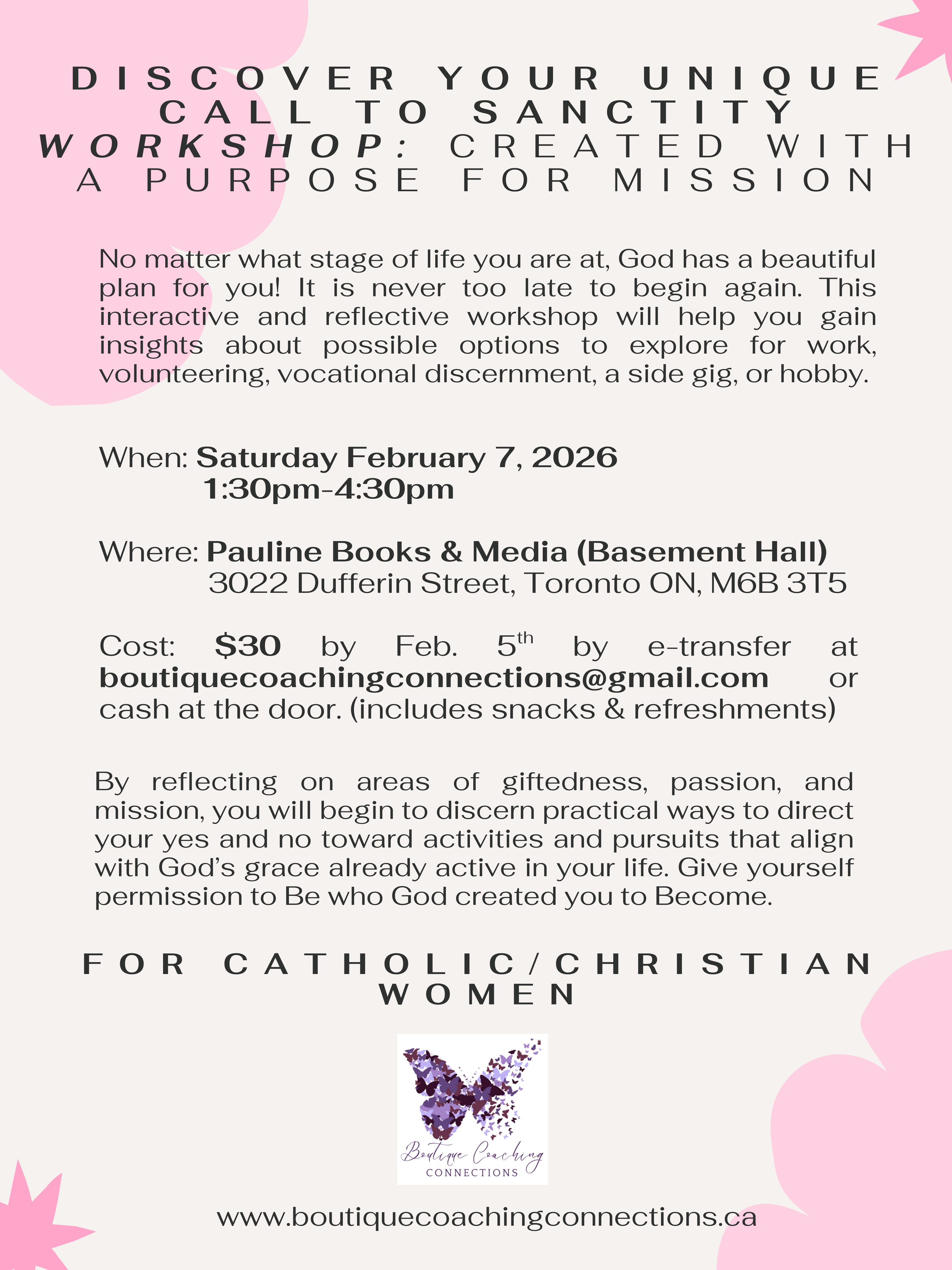 Unique Call to Sanctity Workshop: Created with a Purpose for Mission