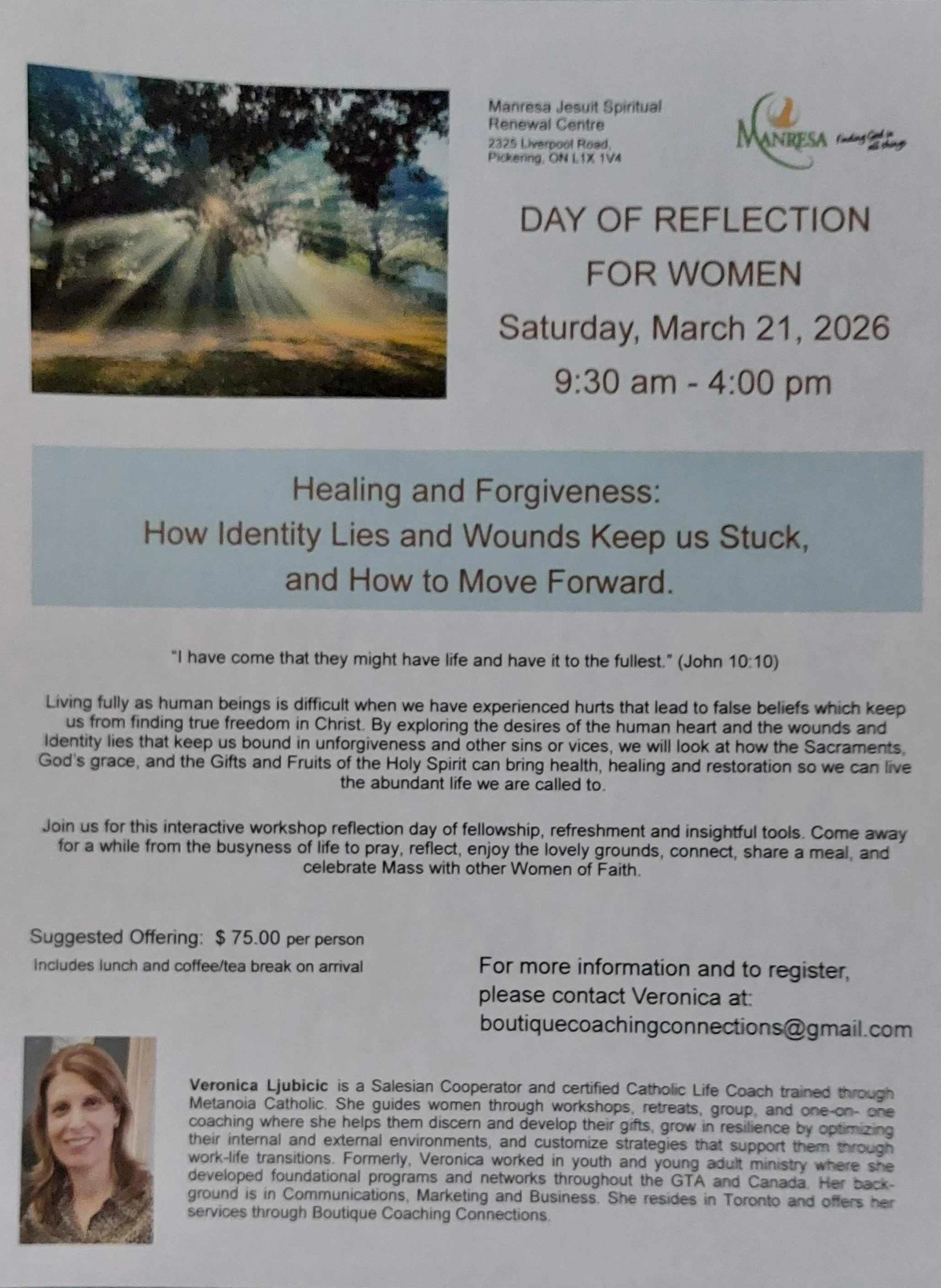 March Retreat Day - Healing and Forgiveness: how identity lies and wounds keep us stuck, and how to move forward
