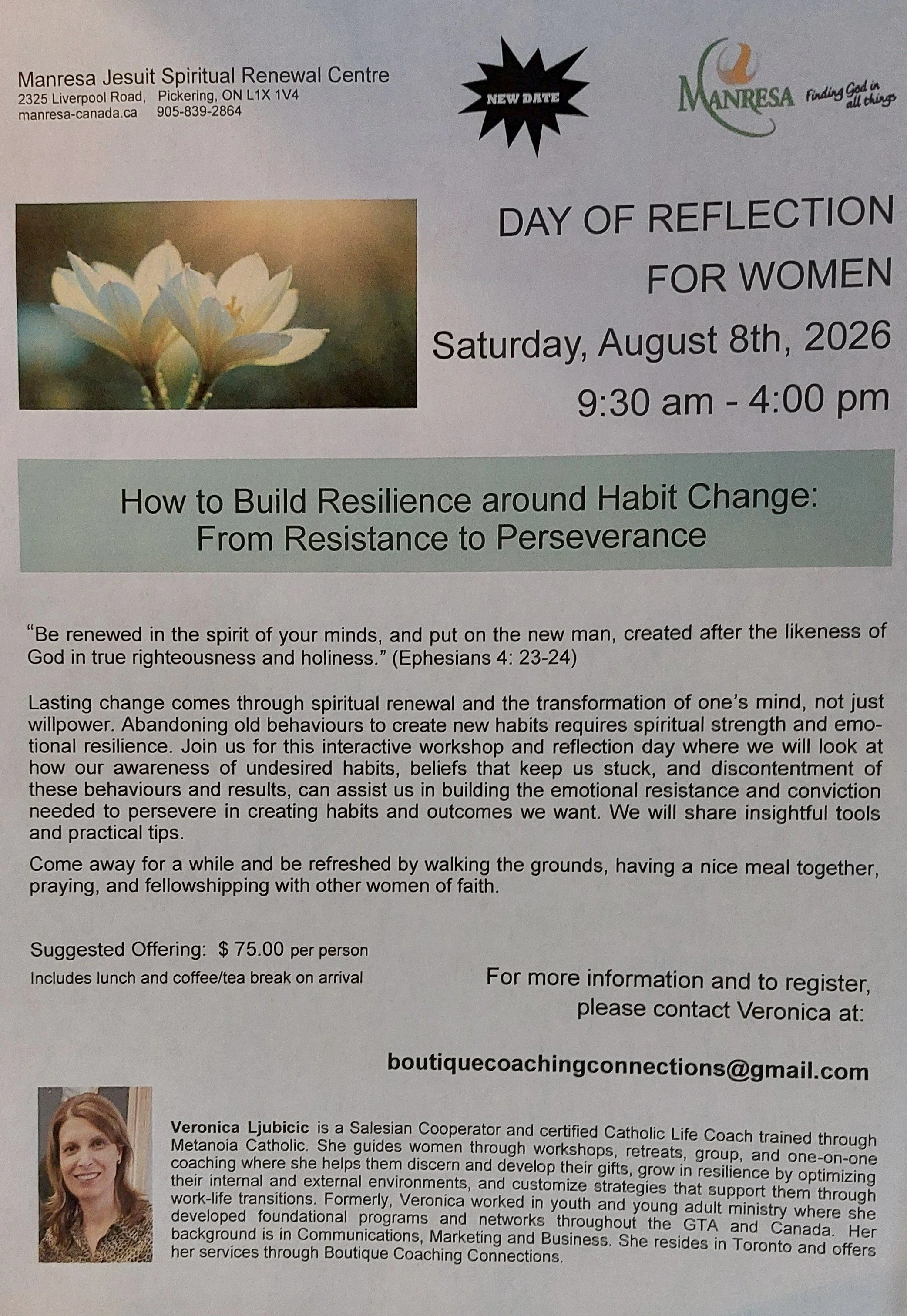 August Retreat Day - How to build Resilience around habit change - new date