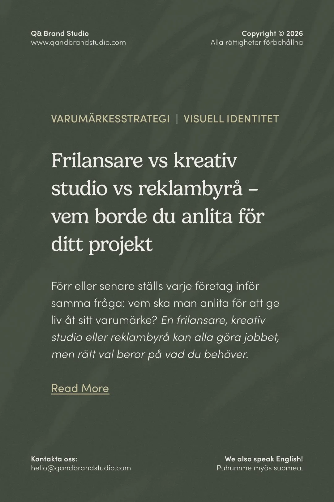 Frilansare vs kreativ studio vs reklambyrå – vem borde du anlita för ditt projekt