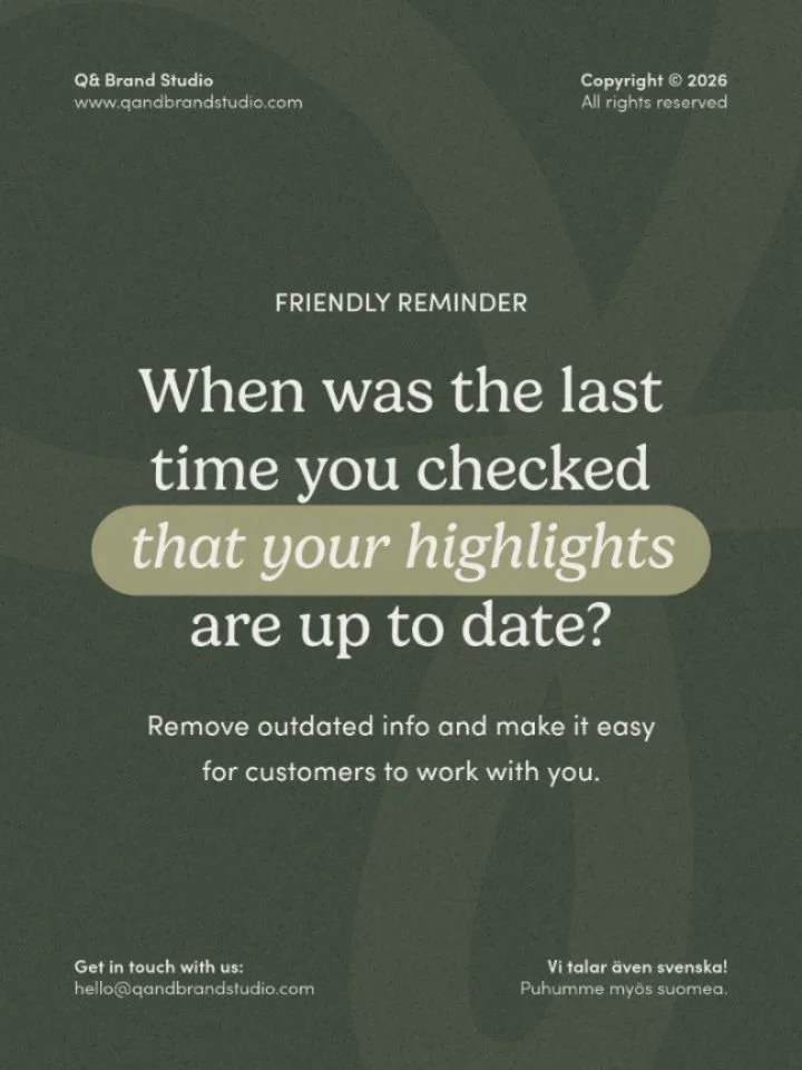 Friendly reminder to myself (and maybe you too 👀)

Here on Instagram, pinned posts and highlights are often the first place people click before sending you a DM.

If they&rsquo;re outdated, unclear or missing key info, you&rsquo;re making it harder 