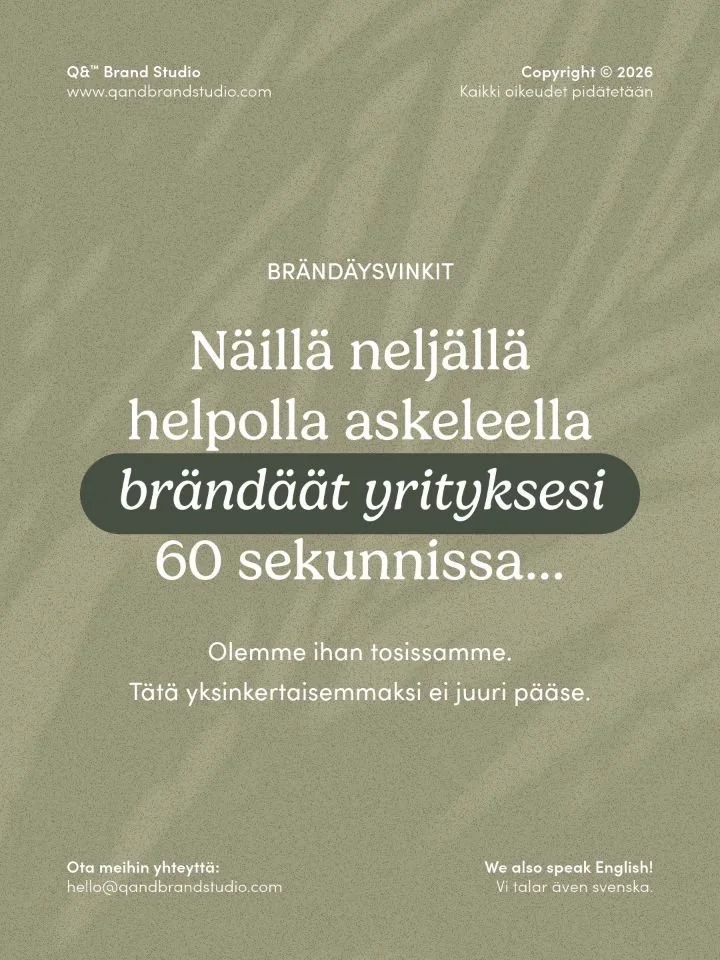 T&auml;rke&auml; muistutus visuaalisiin ilmeisiin erikoistuneelta suunnittelijalta:

Mik&auml;&auml;n logo, v&auml;ri tai fontti ei tule pelastamaan br&auml;ndi&auml;si, jos tarjoamasi asiakaskokemus on t&auml;ytt&auml; kuraa.

Joskus br&auml;ndin ra