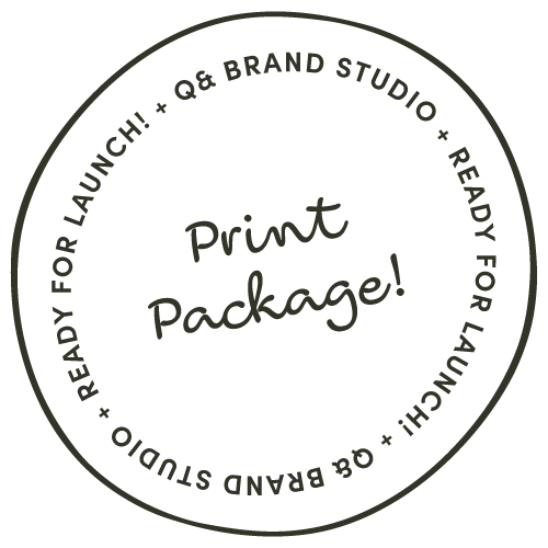 Stamp Icon with Ready for Launch Print Package Text | Q& Brand Studio