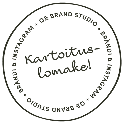 Leimaikoni brändi & Instagram kartoituslomake-tekstillä | Q& Brand Studio