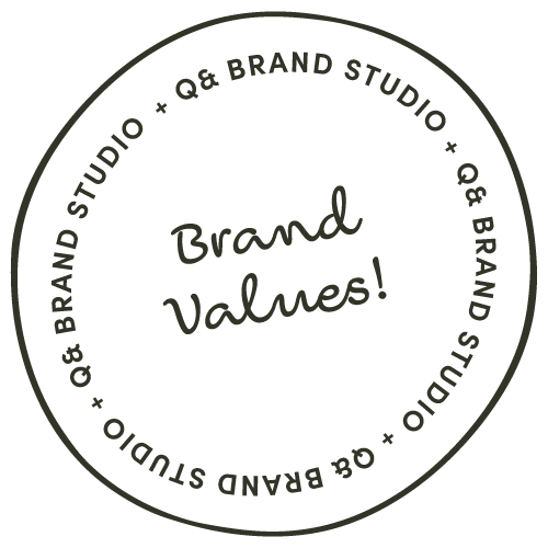 Stamp Icon with Brand Values Text | Q& Brand Studio
