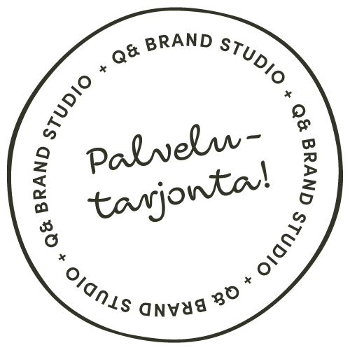 Leimaikoni palvelutarjonta-tekstillä | Q& Brand Studio