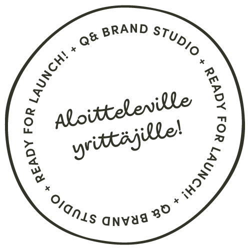 Leimaikoni Ready for Launch aloitteleville yrittäjille -tekstillä | Q& Brand Studio
