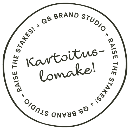 Leimaikoni Raise the Stakes kartoituslomake-tekstillä | Q& Brand Studio