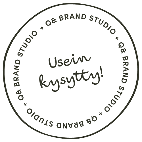 Leimaikoni usein kysytty -tekstillä | Q& Brand Studio