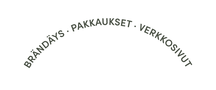 Brändäys, pakkaukset, verkkosivut vihreällä tekstillä | Q& Brand Studio