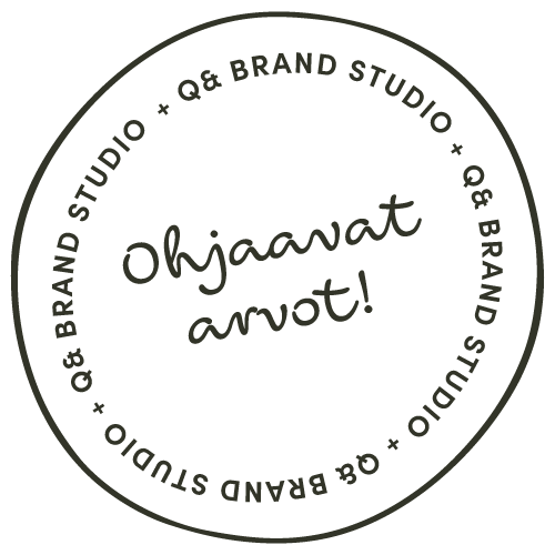 Leimaikoni ohjaavat arvot -tekstillä | Q& Brand Studio