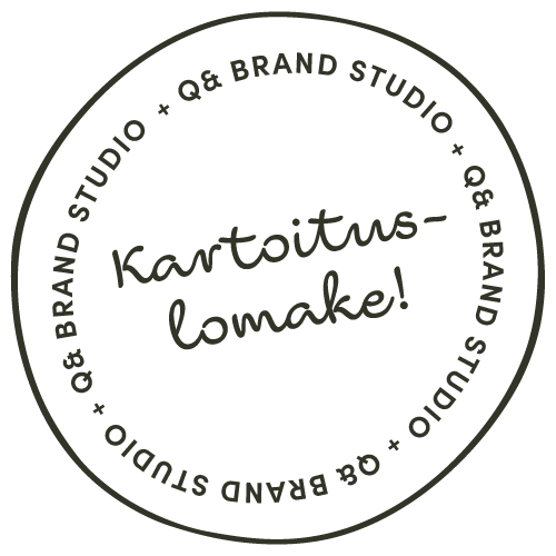 Leimaikoni kartoituslomake-tekstillä | Q& Brand Studio