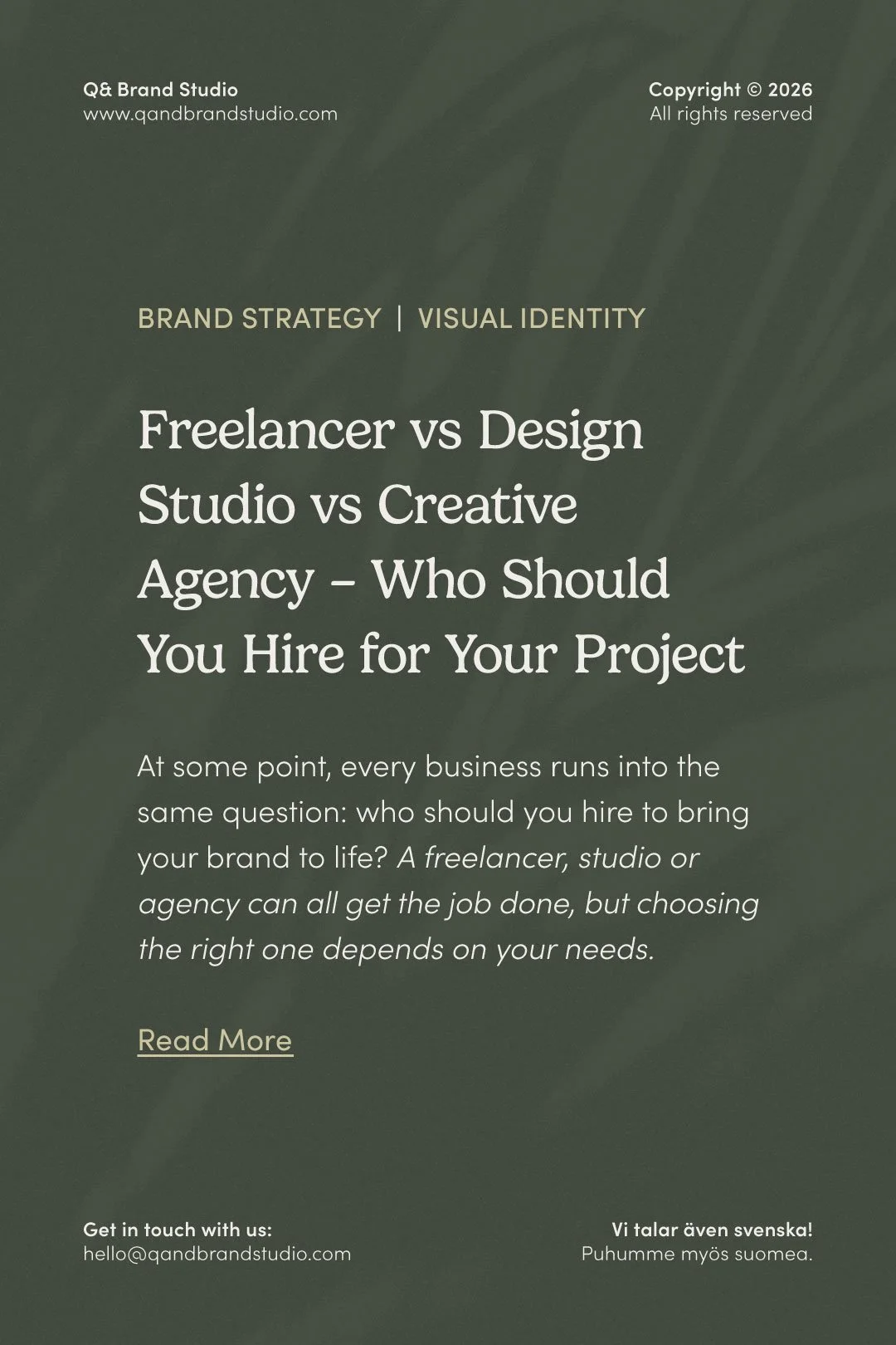 Freelancer vs Design Studio vs Creative Agency – Who Should You Hire for Your Project