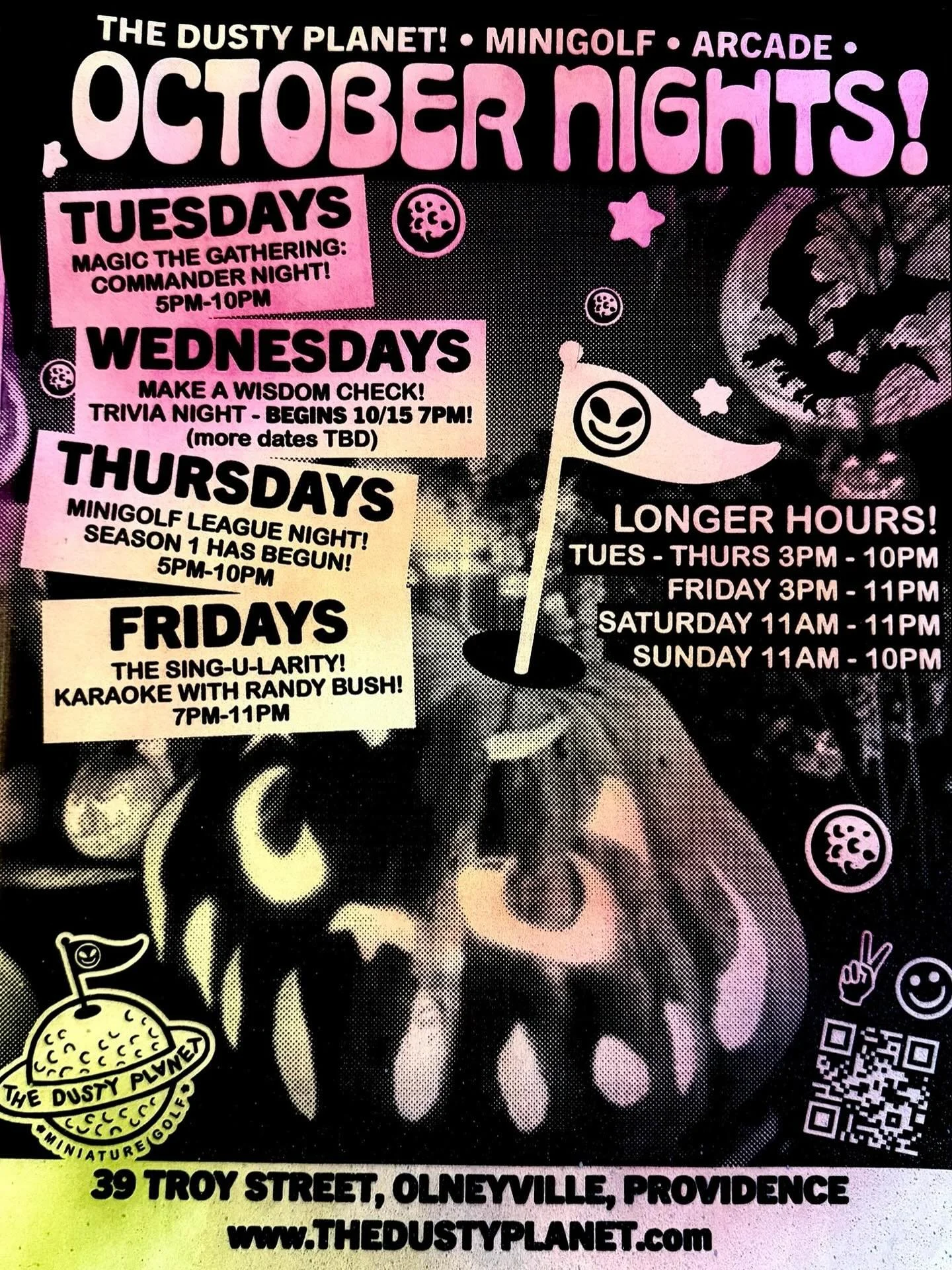 The days are getting shorter so nighttime hours at The Dusty Planet are officially getting longer! Announcing fall hours! AND we cannot wait for the night of the year, HALLOWEEN!!! 

🎃Come in costume to celebrate the autumn festivities and spooky sp