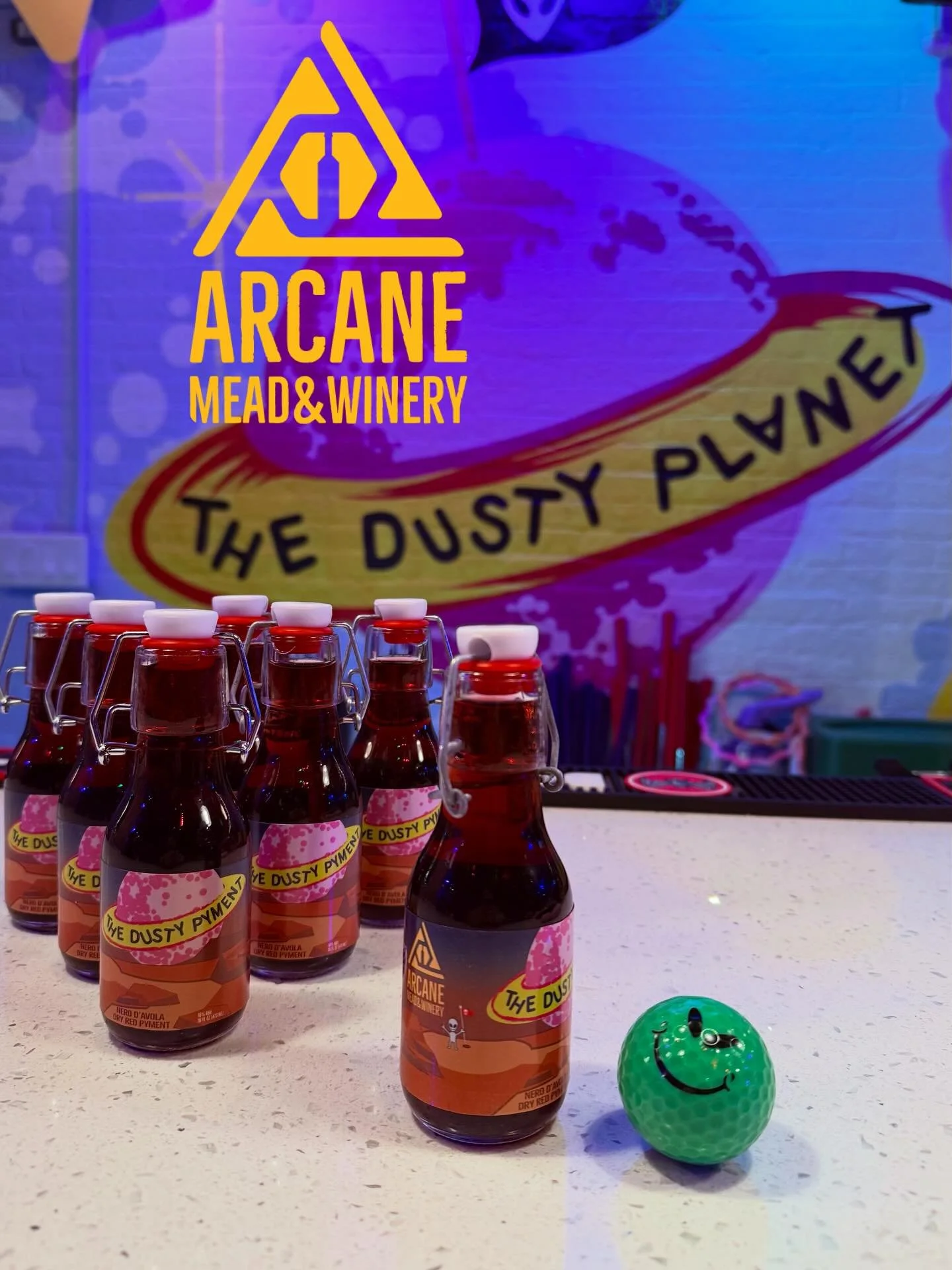 It has landed! We are so excited to share this brand new creation from the local masterminds of mead @arcanemead : The Dusty Pyment! Available at The Dusty Planet and Arcane Mead &amp; Winery NOW! 

This limited batch is a strong dry red with Nero D&