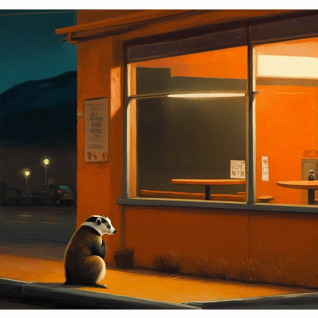 JPegKillah_cute_lonely_orange_badger_Nighthawks_scene_by_Edward_353d5e2b-7455-4307-9425-274fe59b8e77.png