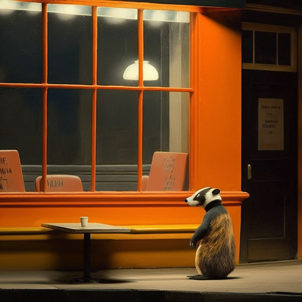 JPegKillah_cute_lonely_orange_badger_Nighthawks_scene_by_Edward_739dc5c3-af73-4d14-bc3c-e156e4749ccf.png