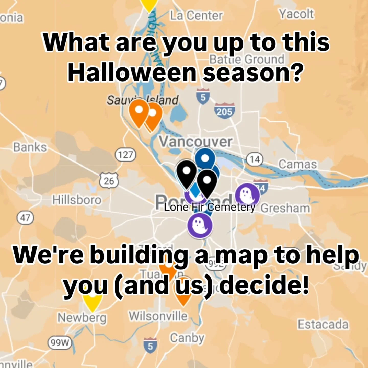 Hey all, we are working on a map of things to do this year to keep your spooky season stacked 🎃

You can find it on the front page of our website and you can help us fill it out by sharing your ride or die 💀 Halloween go-tos in the comments. (They 