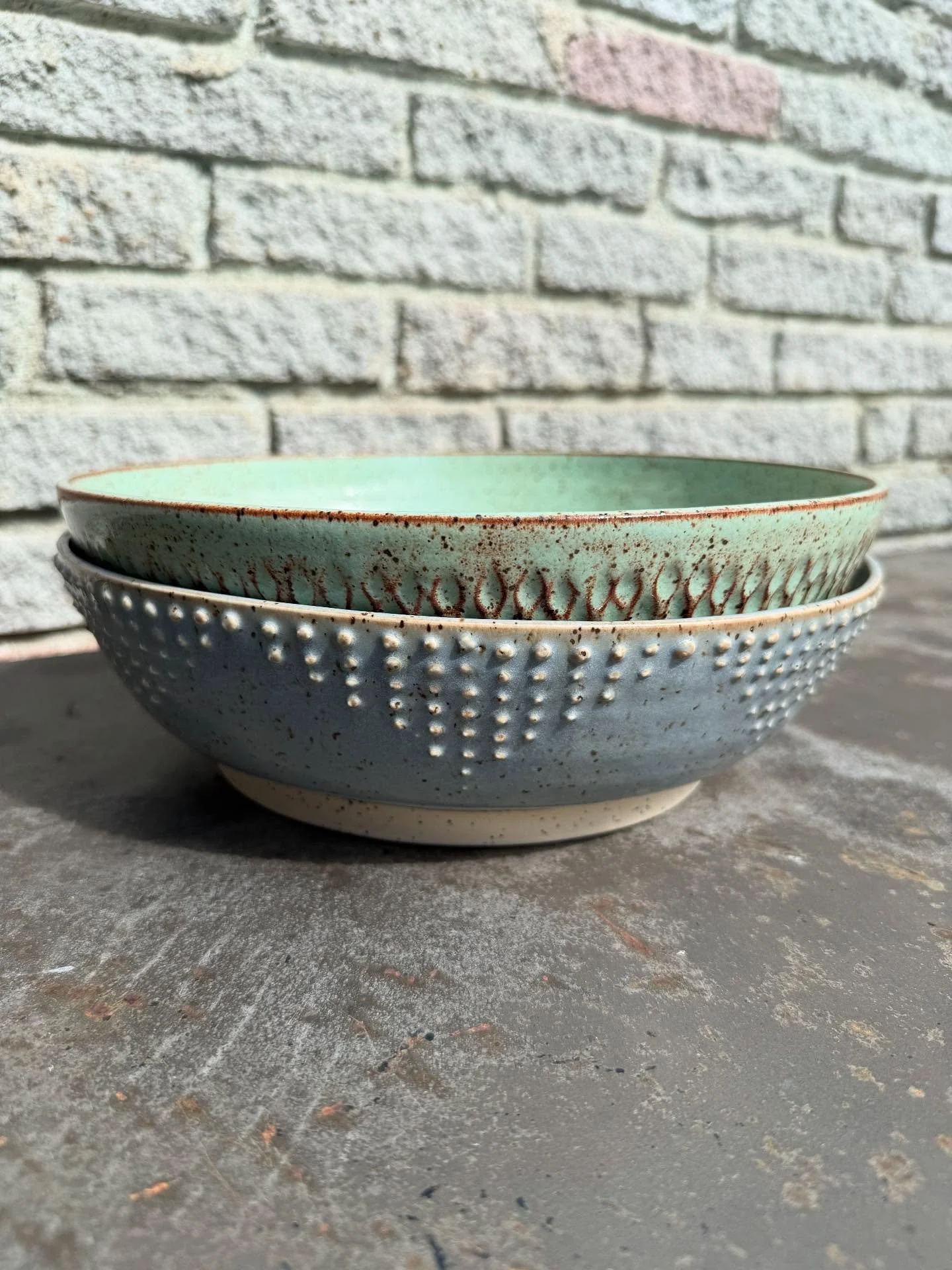 Personalized wedding gift serving bowls. These were made for two different couples to celebrate their unions. (The 2024 date is correct! I&rsquo;m not the expert, but apparently wedding etiquette dictates that you have a year from the wedding date to