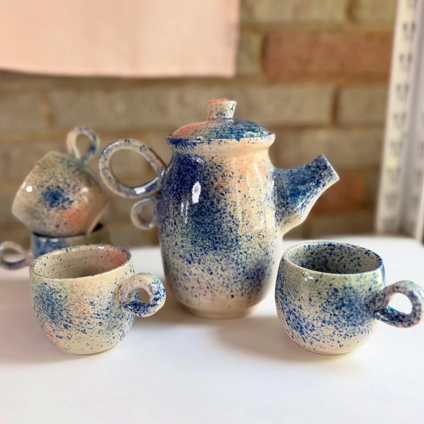 I started this teapot and cup set while on holiday in France in October of 2023. While in Paris, I learned that my friend had taken her life. It was a hard decision to continue my trip. 

Carly was my dearest friend. We saw each other through cross-c
