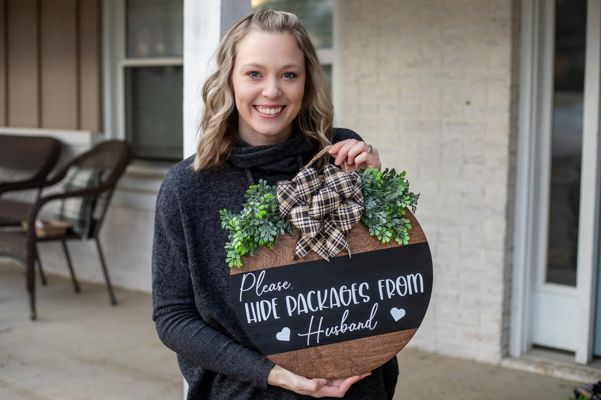 Hide Packages From Husband Door Hanger
