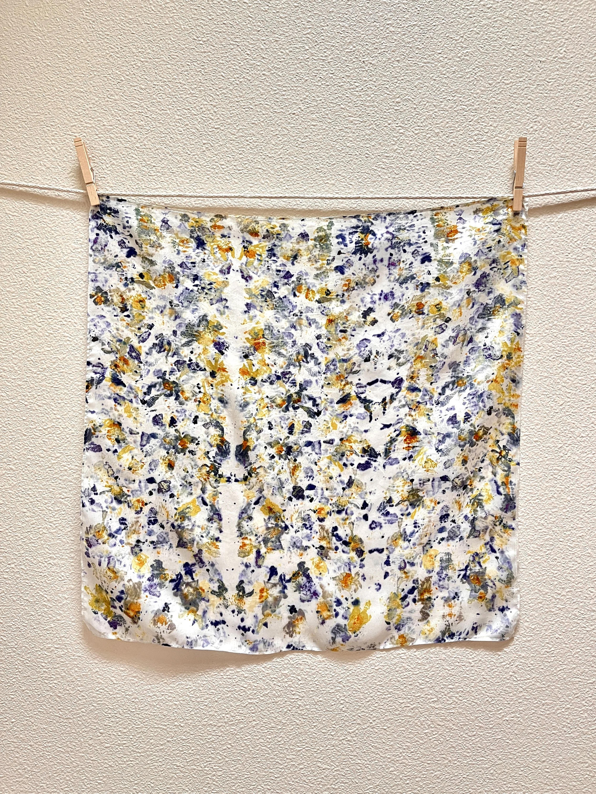 Naturally Dyed Silk Bandana Scarf - Midnight Garden