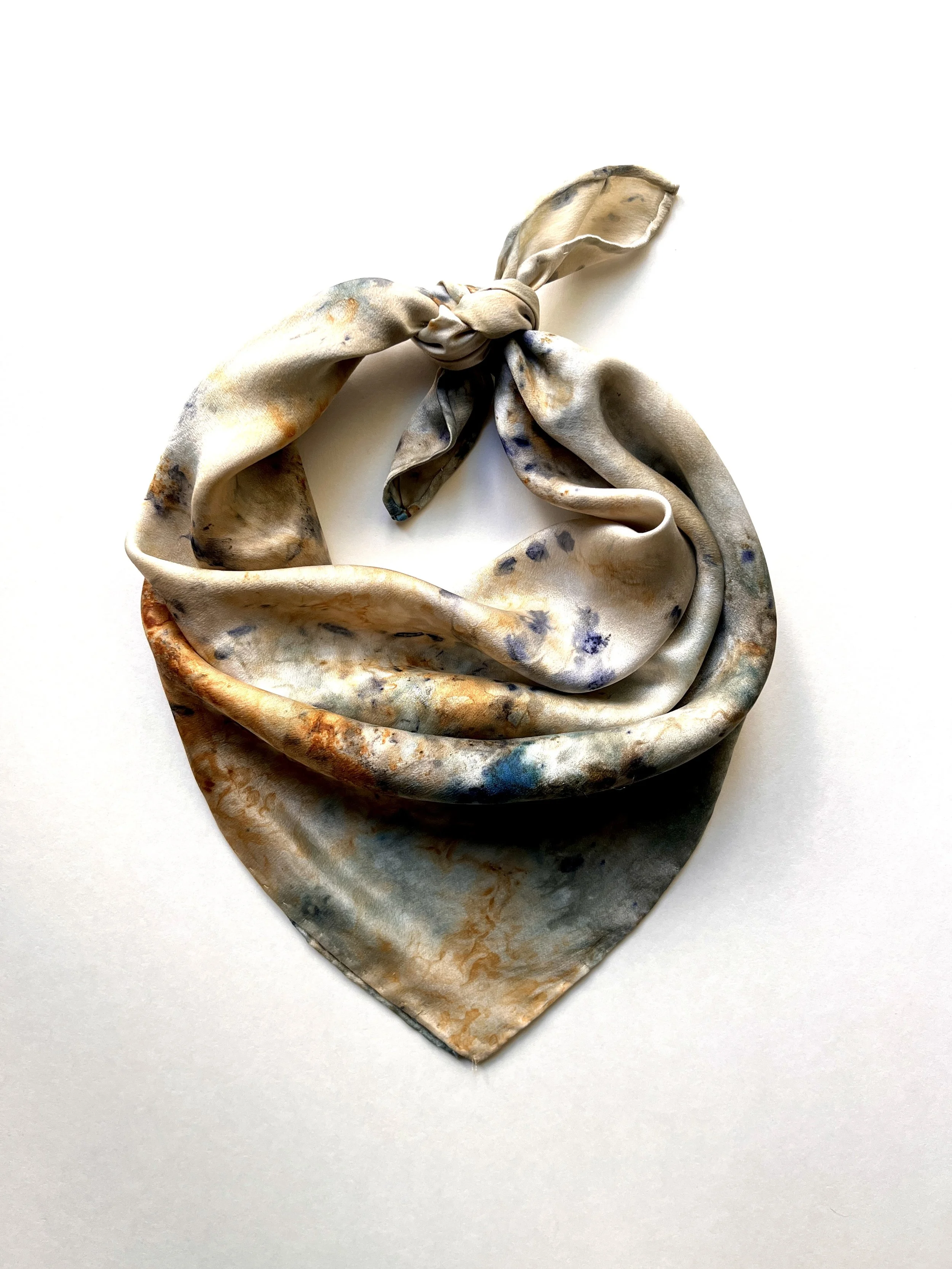 The Everyday Silk Bandana - Rusted Rain 5