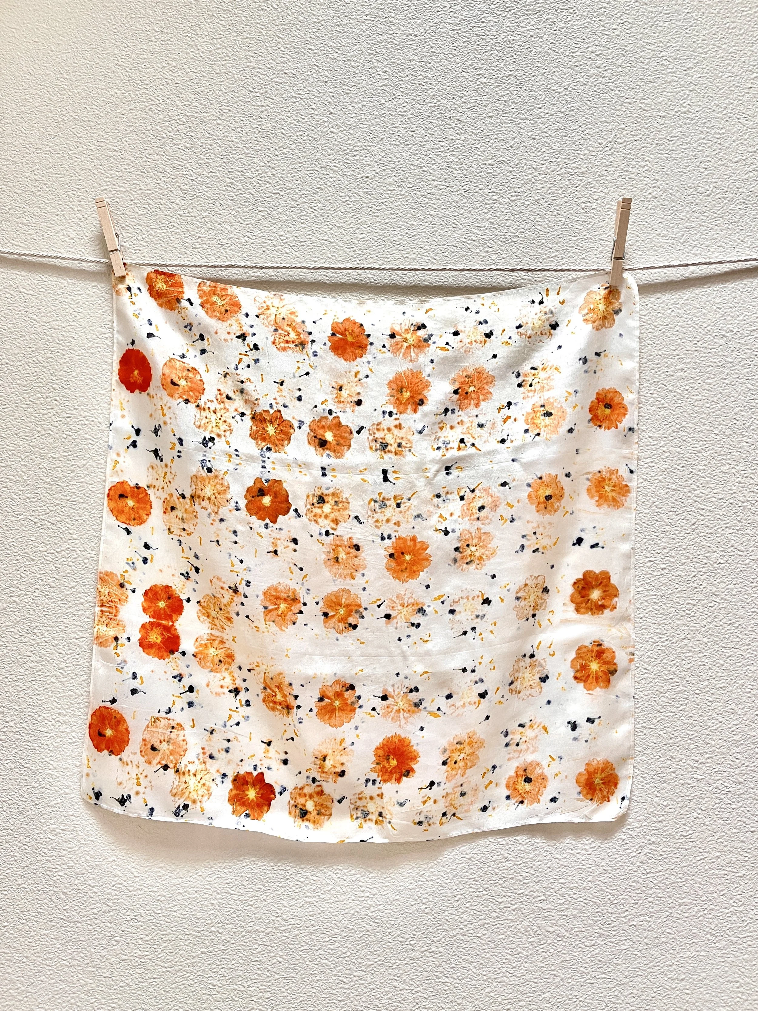 Naturally Dyed Silk Bandana Scarf - Abby