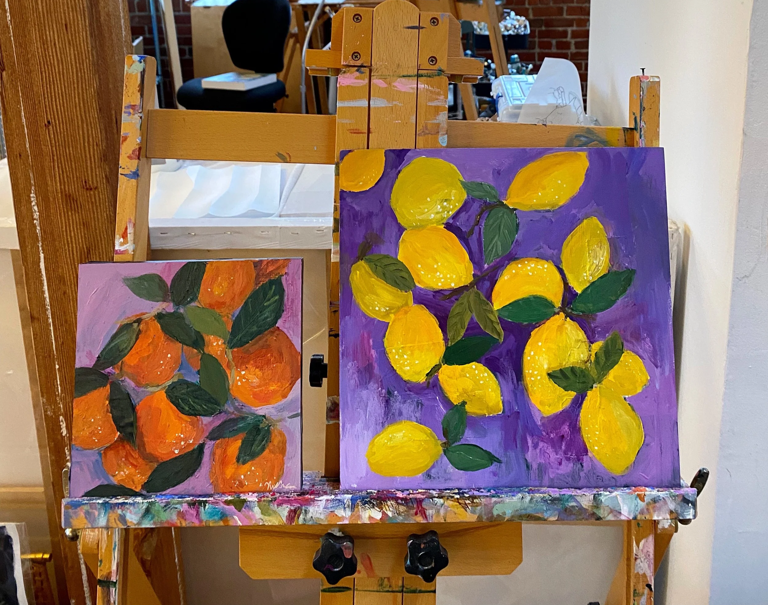 Paintings of citrus; citrus art; lemon painting; orange painting