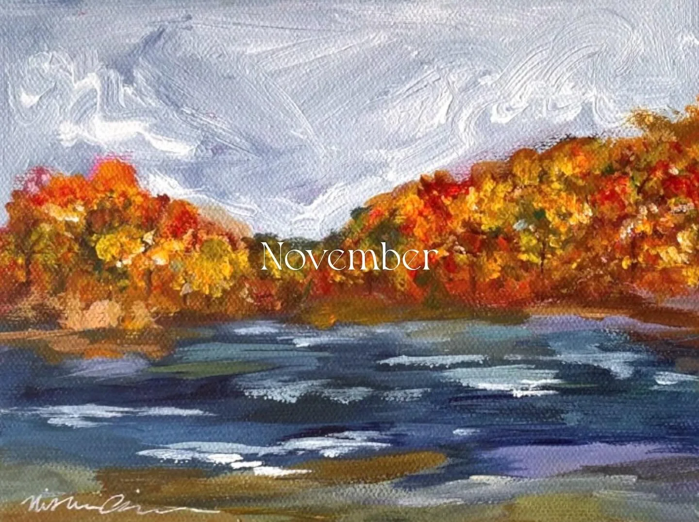 It&rsquo;s the most wonderful time of the year: November! It&rsquo;s fall, and I&rsquo;m so happy: fire engine red leaves, apple cider, pumpkin spice, cozying up on the couch with my rescue cat, and sweater weather!  This mini painting on canvas, &ld
