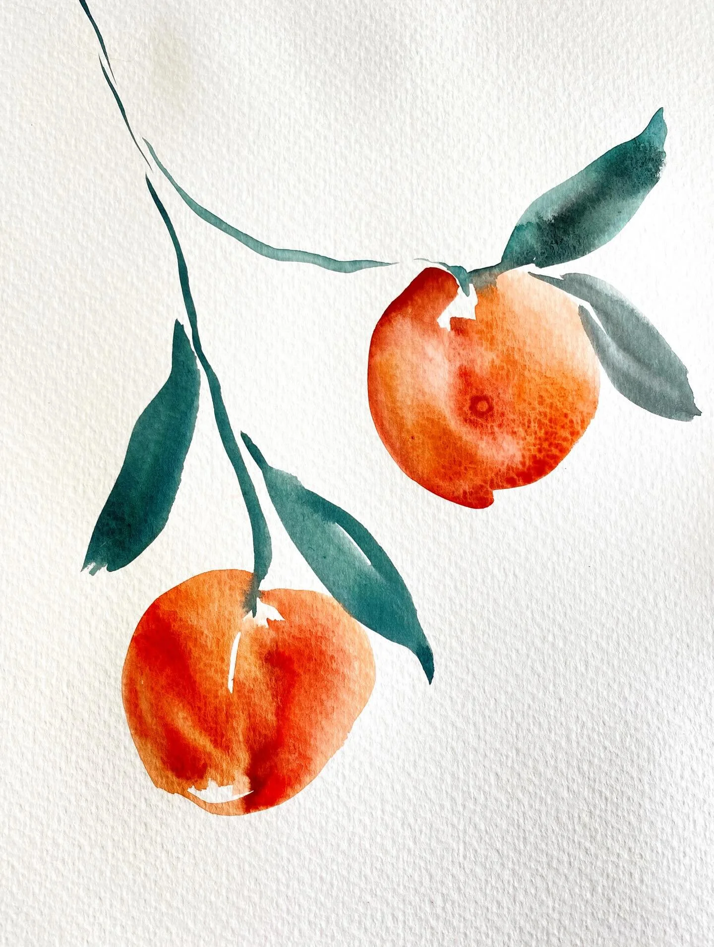 I have this thing with simplicity/minimalism, where I think my artwork has to take a while before I feel it&rsquo;s finished. I painted these peach (or orange?) branches in less than two minutes, and I thought &ldquo;well I have to paint more because