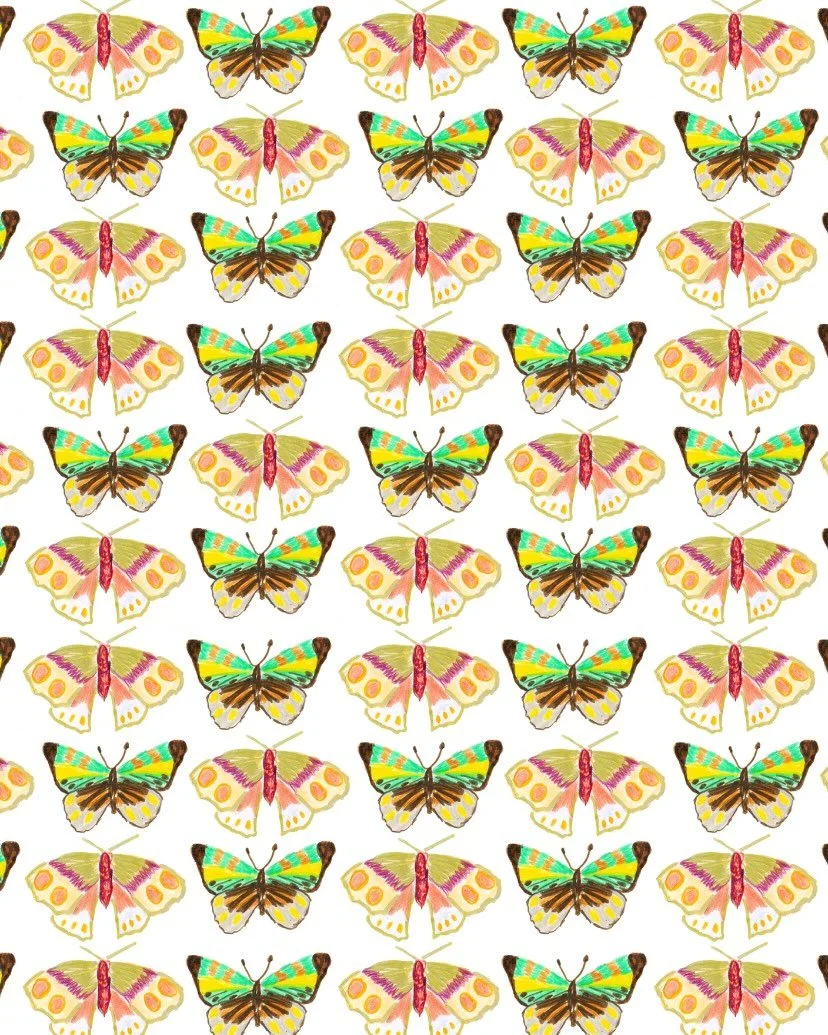 new pattern alert! butterflies! which background color do you like better? white or charcoal grey? pls vote in the poll or lmk in the comments! swipe to see the origins of this pattern (colored pencil drawings in my sketchbook!) 🦋🦋🦋
.
.
.
.
#surfa