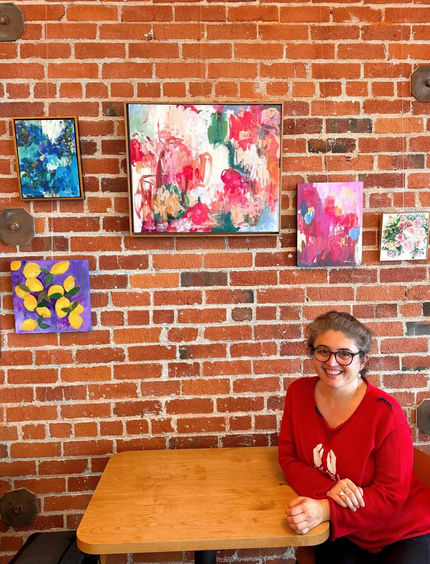 Here&rsquo;s to firsts! 🥂 My first art show at a cafe!  My original acrylic and watercolor art is on display/sale at the lovely @evergreenberkeley on San Pablo!  Please stop by in the coming weeks! ✨ The food and the vibes are immaculate! And I&rsqu