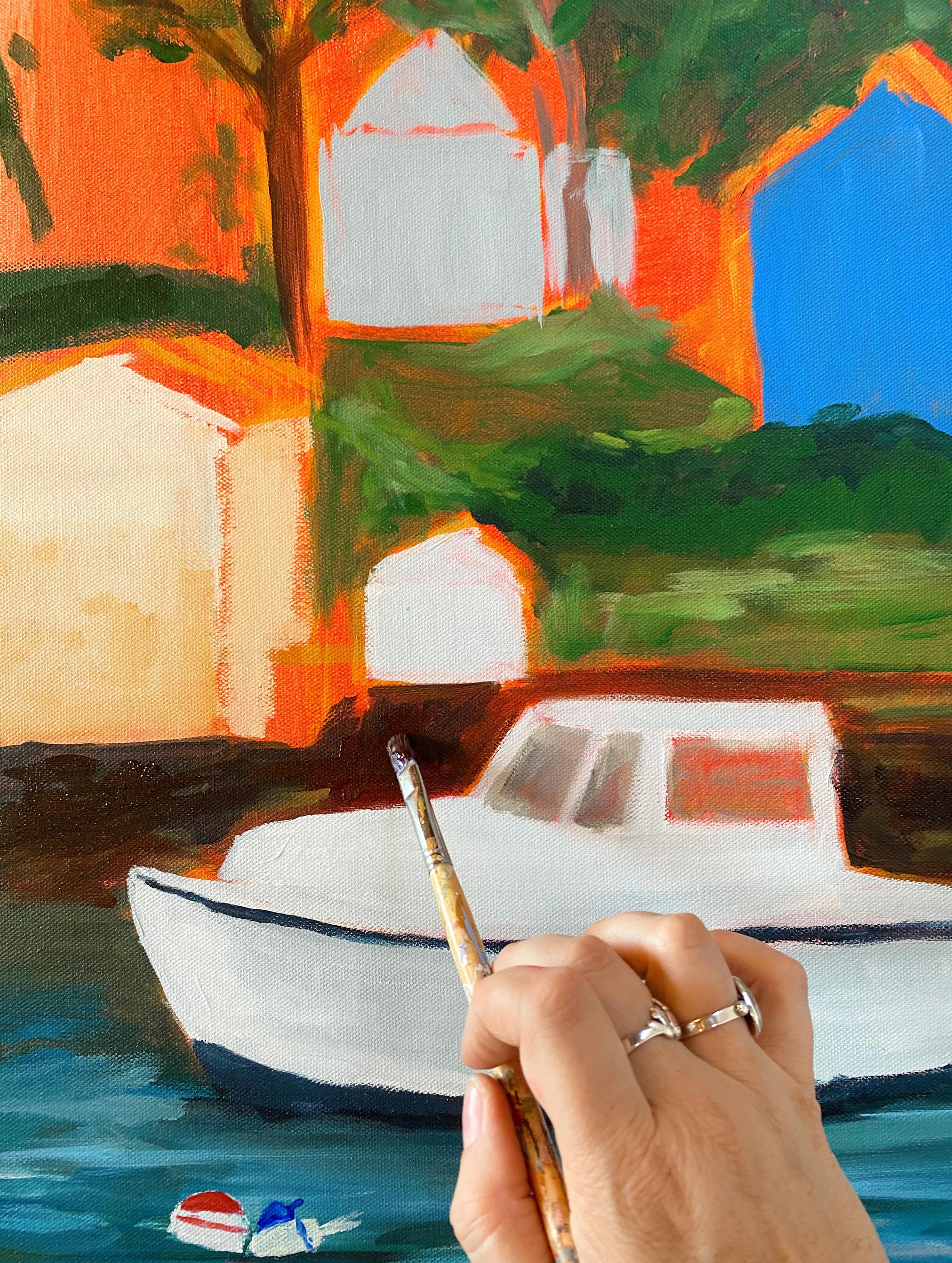 I&rsquo;ve been trying to paint or draw everyday this week.  Yesterday at the studio, I worked on this coastal painting that I hadn&rsquo;t touched in over a year!  But I feel like I&rsquo;ve breathed some new life into this piece, and I&rsquo;m exci