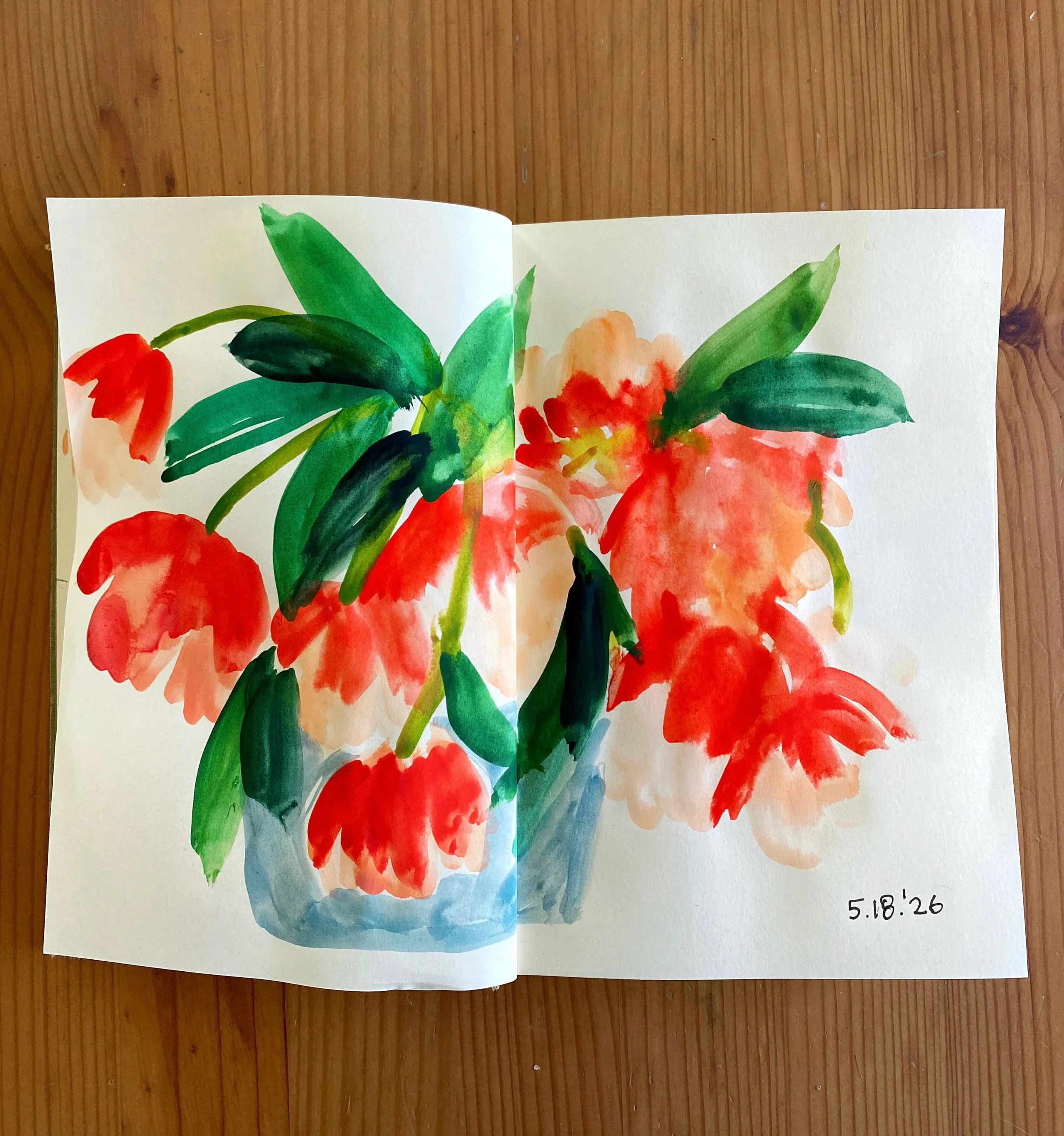 sometimes I feel like I do my best (or favorite?) work, like these loose watercolor tulips, in my sketchbook 🫠 does anyone know why that is??
.
.
.
.
#sketchbookpages #tulips #loosewatercolorflorals #justkeeppainting #watercolor_illustration