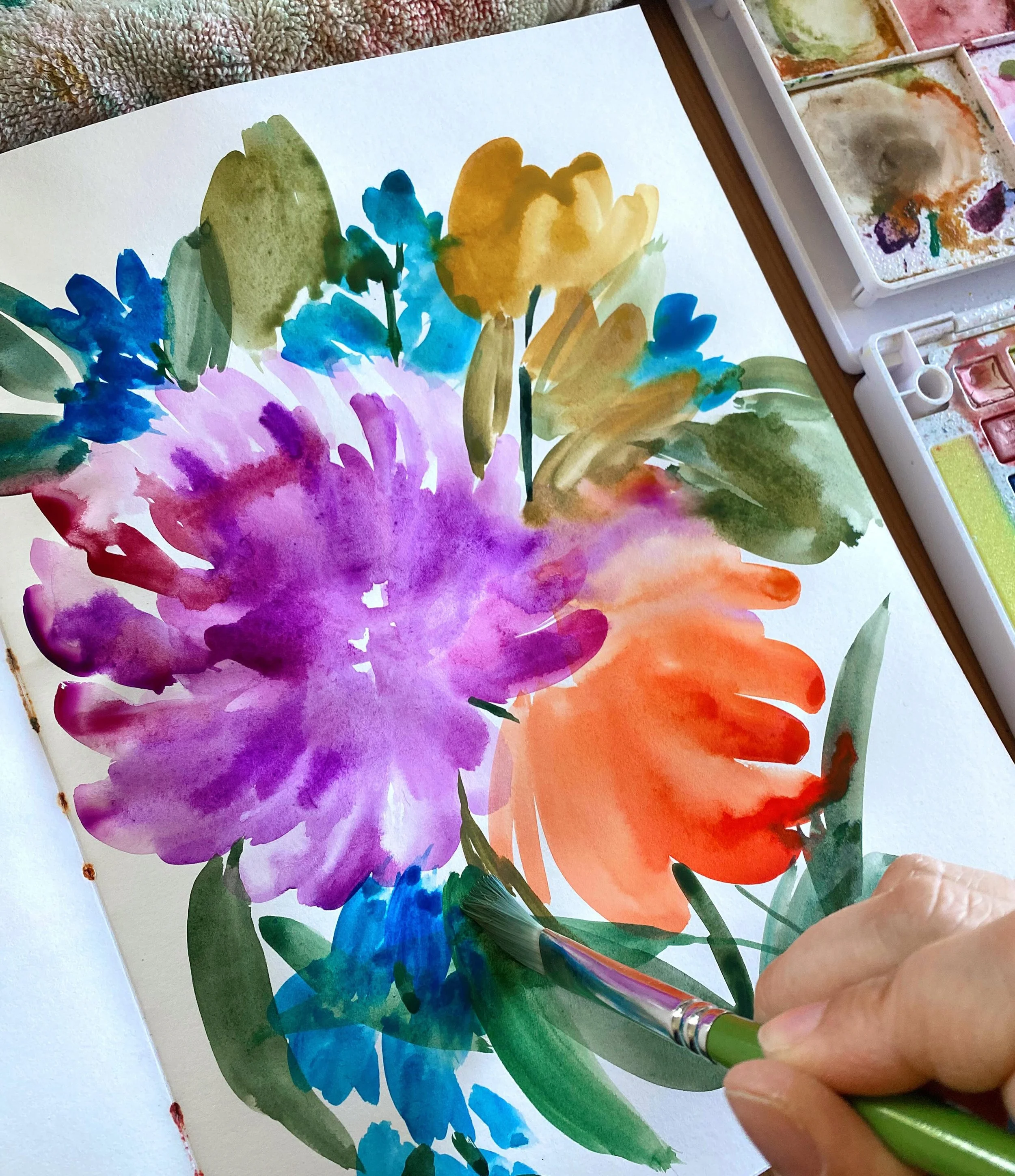 Color is my favorite thing about art and is what informs every piece of mine the most&mdash;whether it&rsquo;s a painting on canvas or loose watercolor florals in my sketchbook. 

We can convey SO MUCH through our color choices and color relationship
