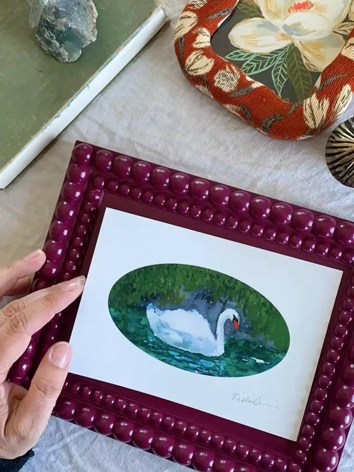 For all my 🦢 lovers, frame a print of my watercolor painting, &ldquo;Nightswimming,&rdquo; with me!  Original sold.  Frame from @anthropologie 🦢💙🦢
.
.
.
.
.
.
#artforyourhome #watercolor_zone #swanart #elegantinteriors #anthropologiehome