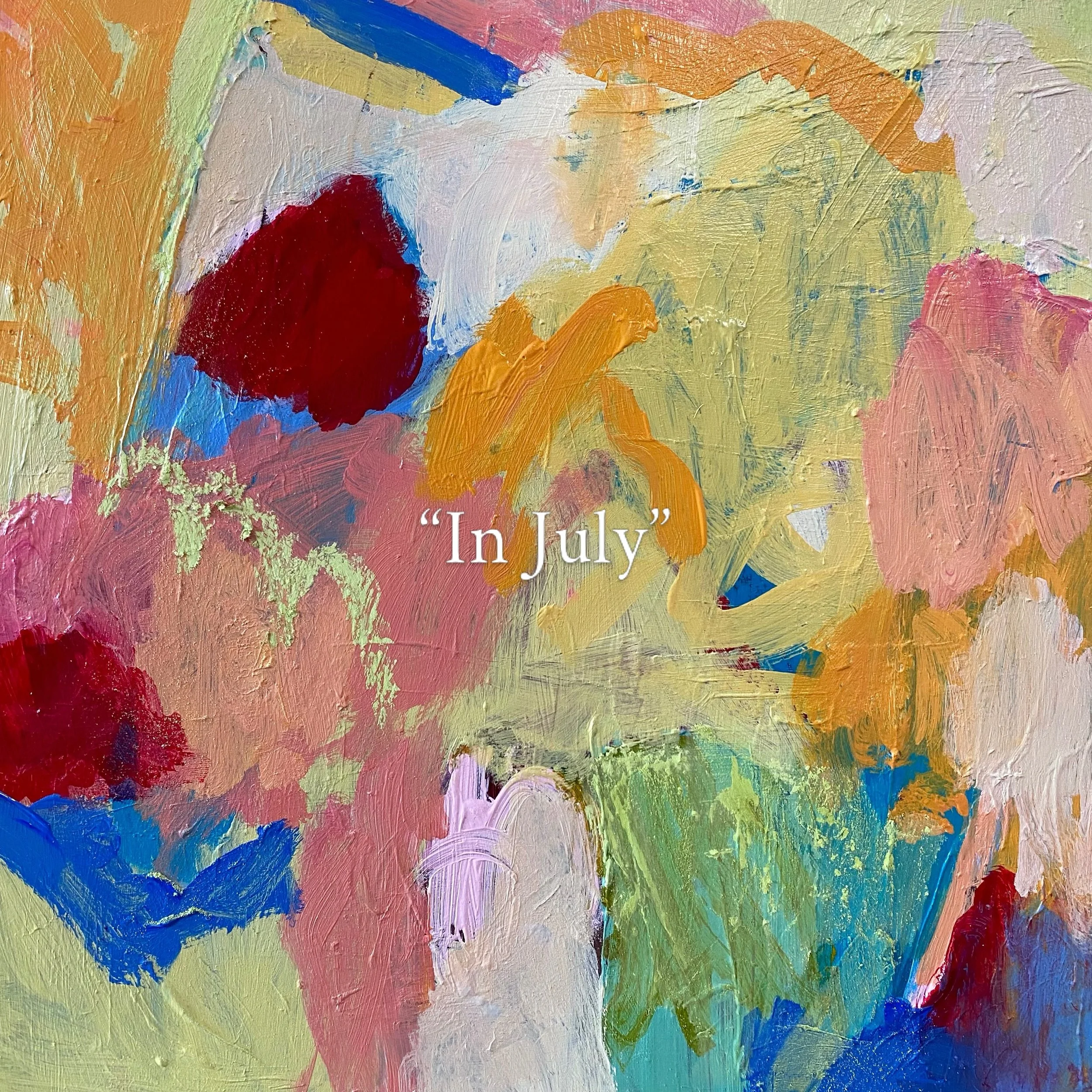 Seeing as it&rsquo;s the last day of July, I thought it was appropriate to share my abstract painting inspired by the color palette I created for the month of July!☀️🏖️🍦🍑🌊I share more about the inspiration behind this piece, &ldquo;In July,&rdquo