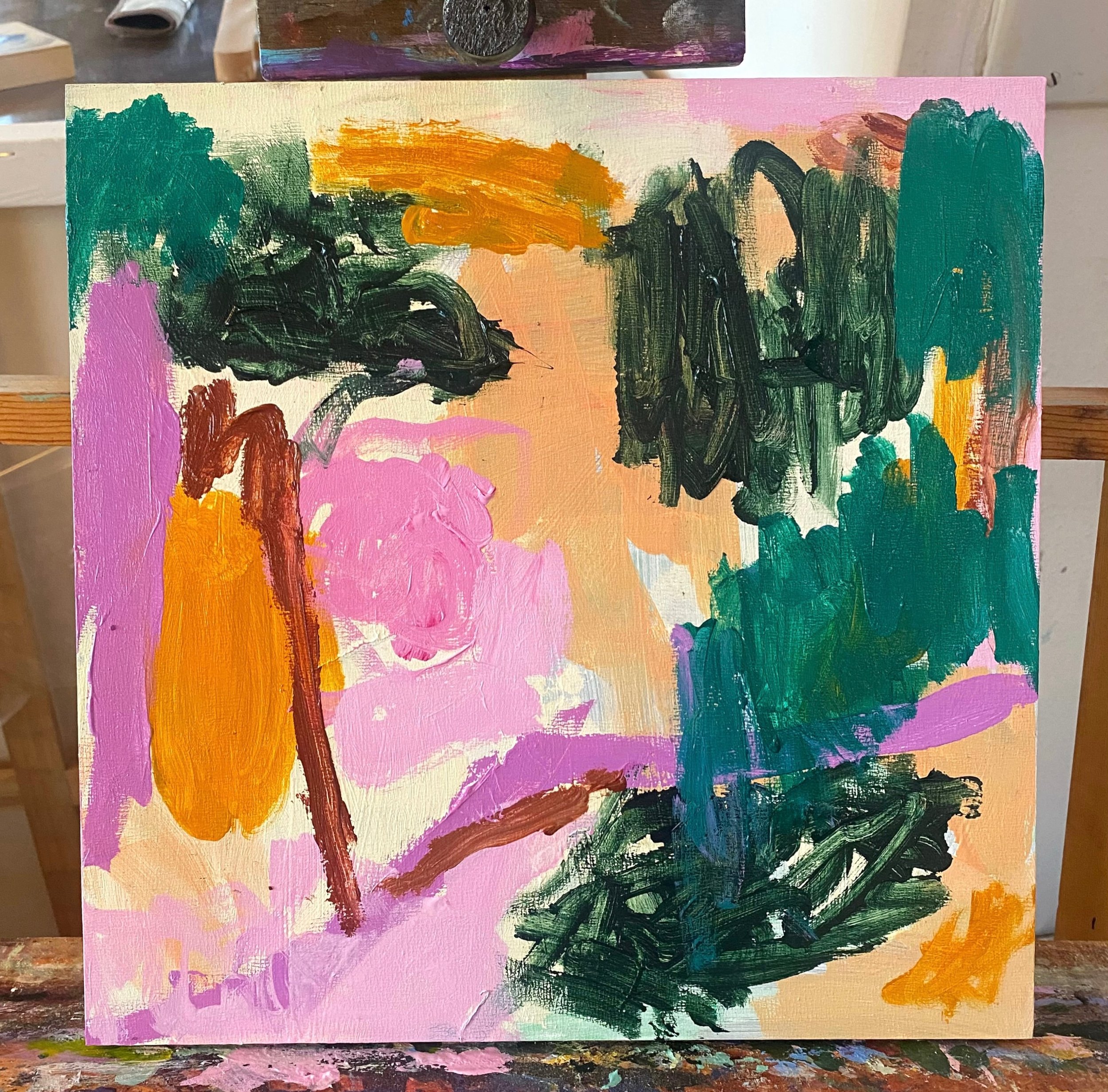 swipe to see the evolution of an abstract painting 🥰 I&rsquo;m not quite done yet but am almost there! 
.
.
.
.
#abstractexpressionism #ontheeasel #artforyourhome #abstractartcollectors #elegantinteriors