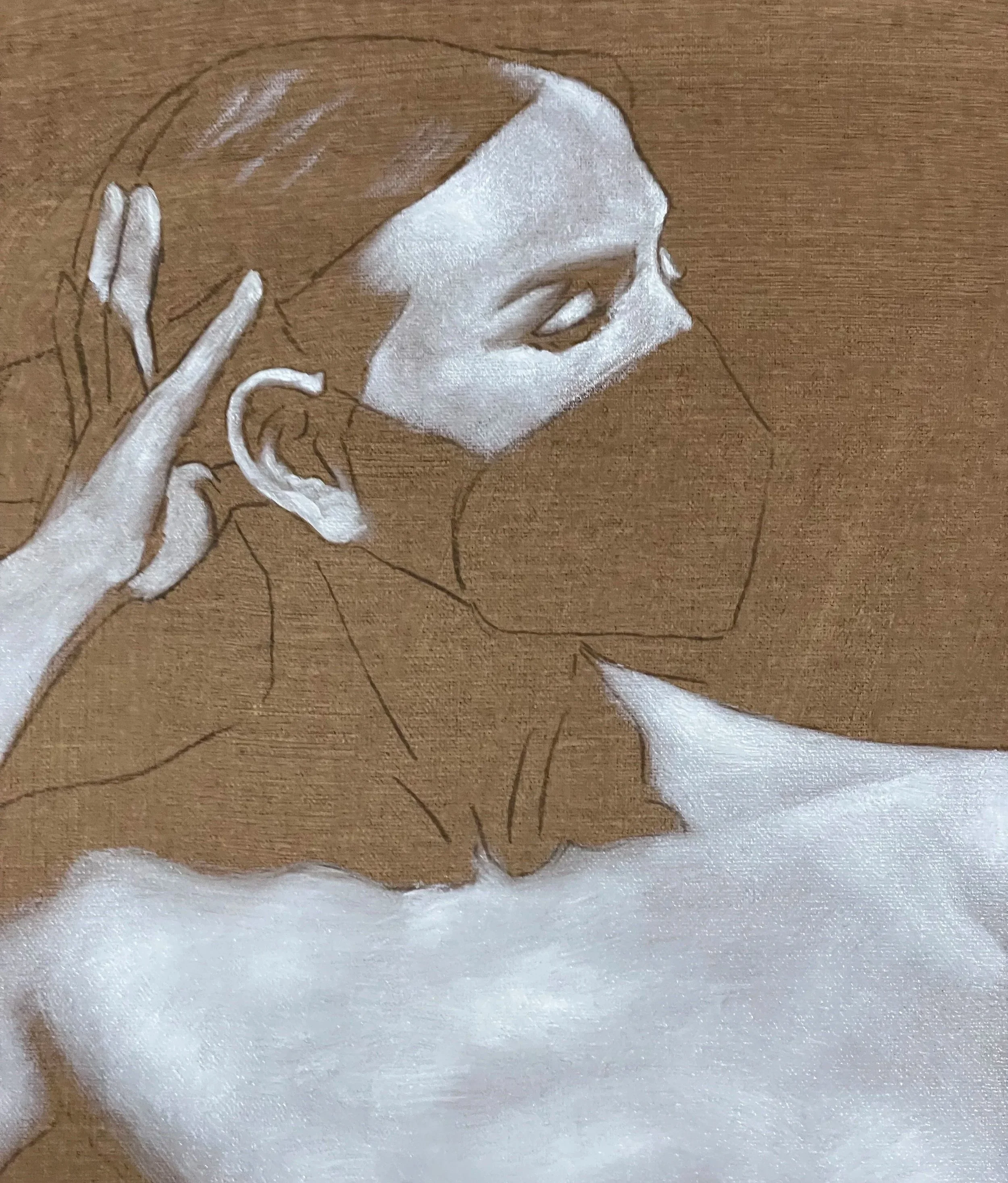 Grisaille Life Figure Study (16x20, 2022) oil on linen *NFS