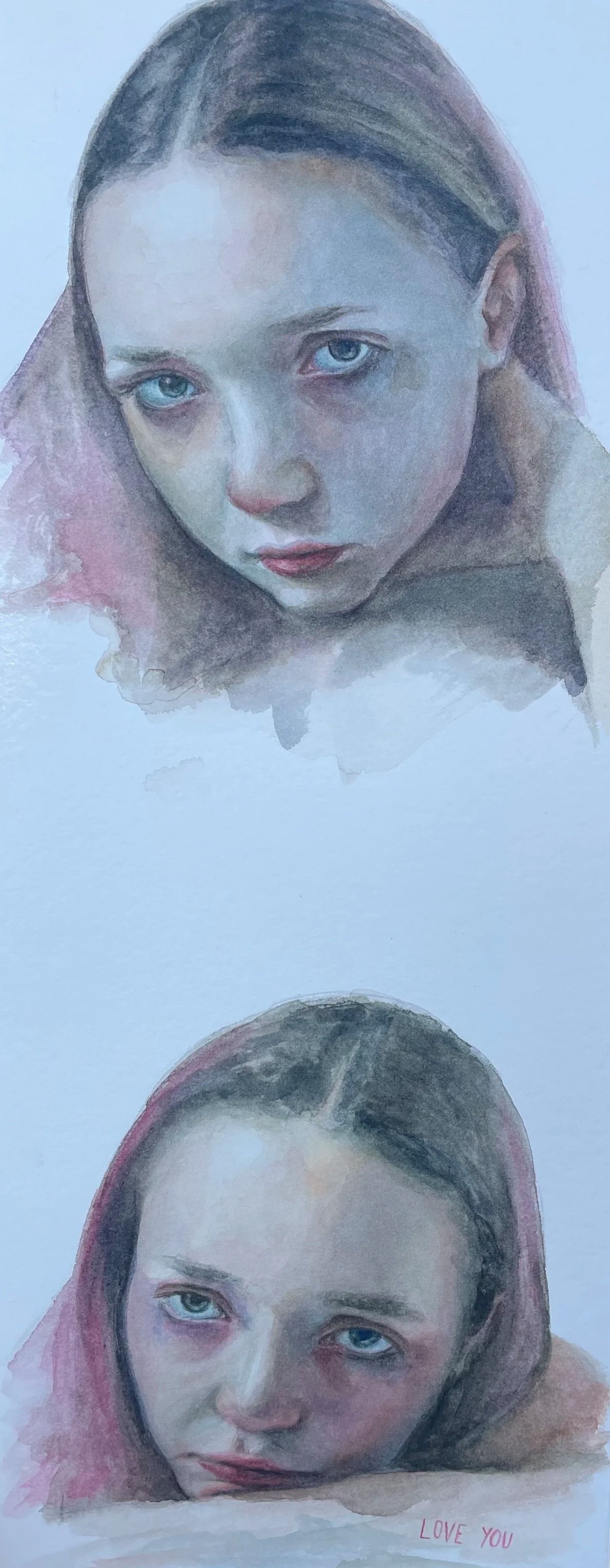 Emma Study 1 (4x16, 2023) watercolor on watercolor paper *NFS