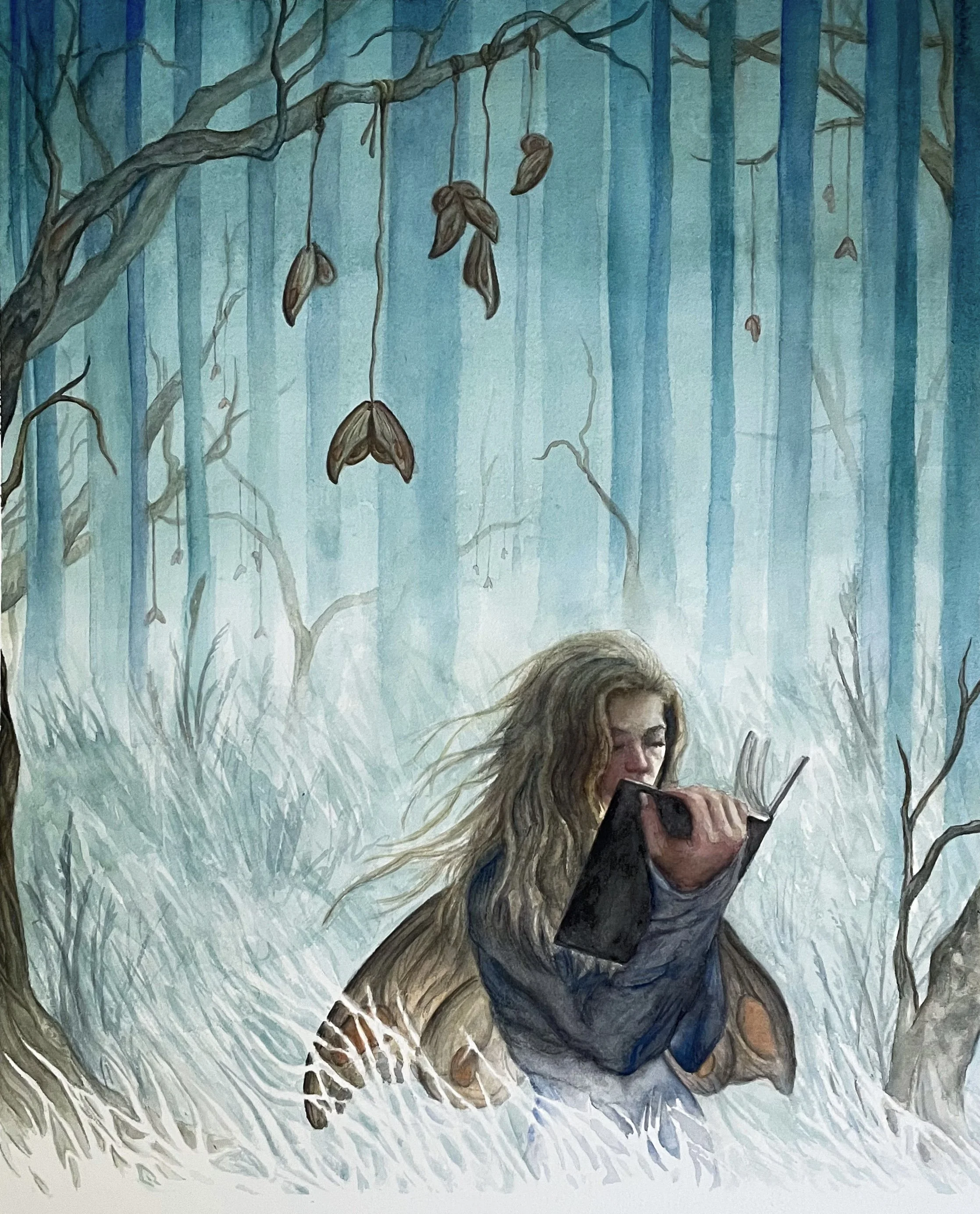 Caught by Distraction (11x14, 2023) watercolor on watercolor paper *SOLD