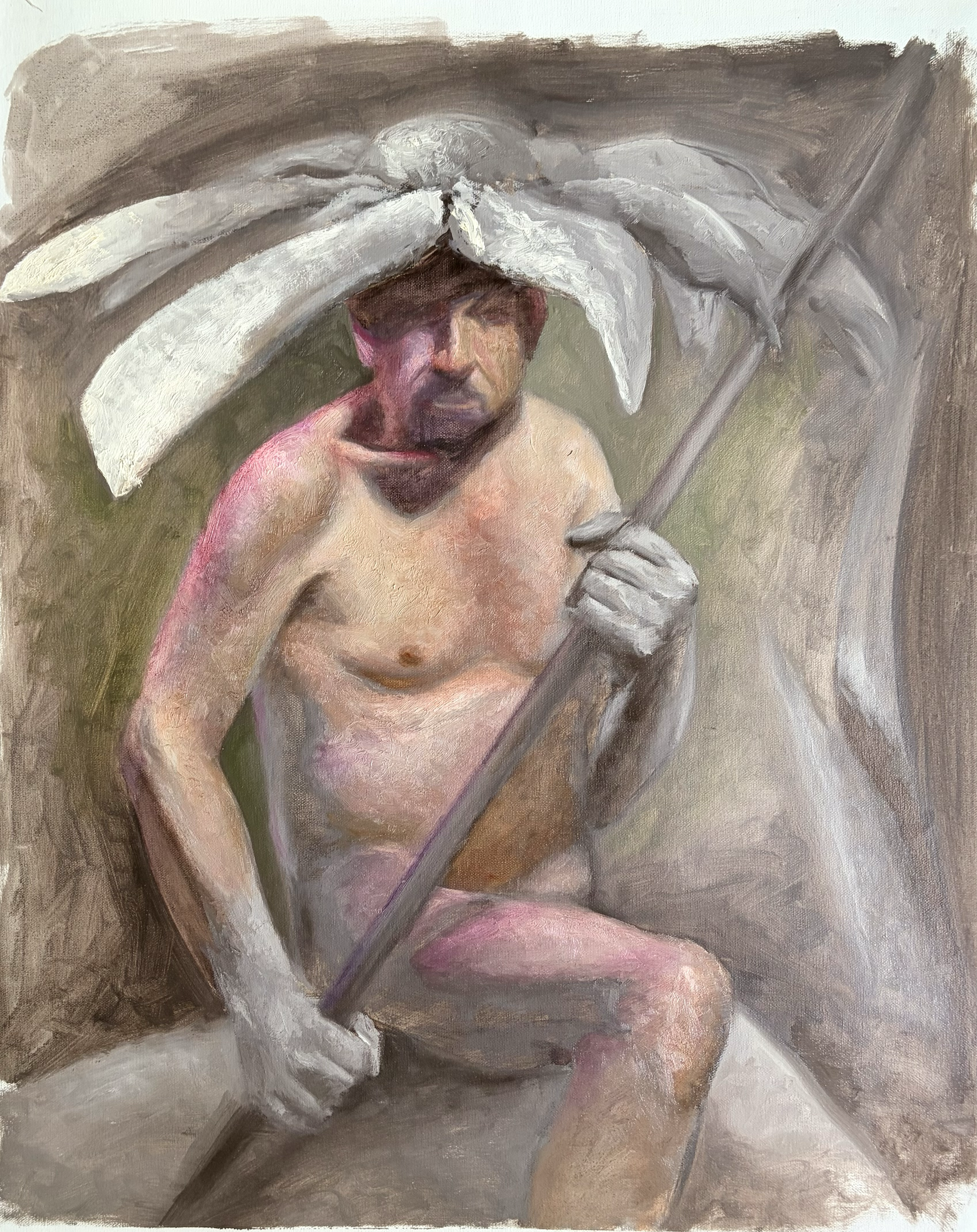 Male Fantasy Flower Life Figure (16x20, 2024) oil on linen