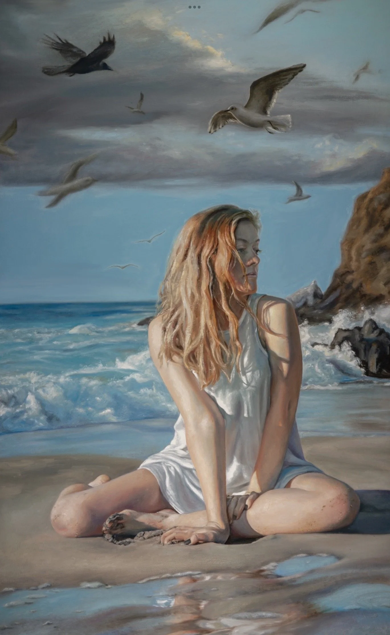 Lady by the Sea (30x48, 2022) oil on linen panel *NFS