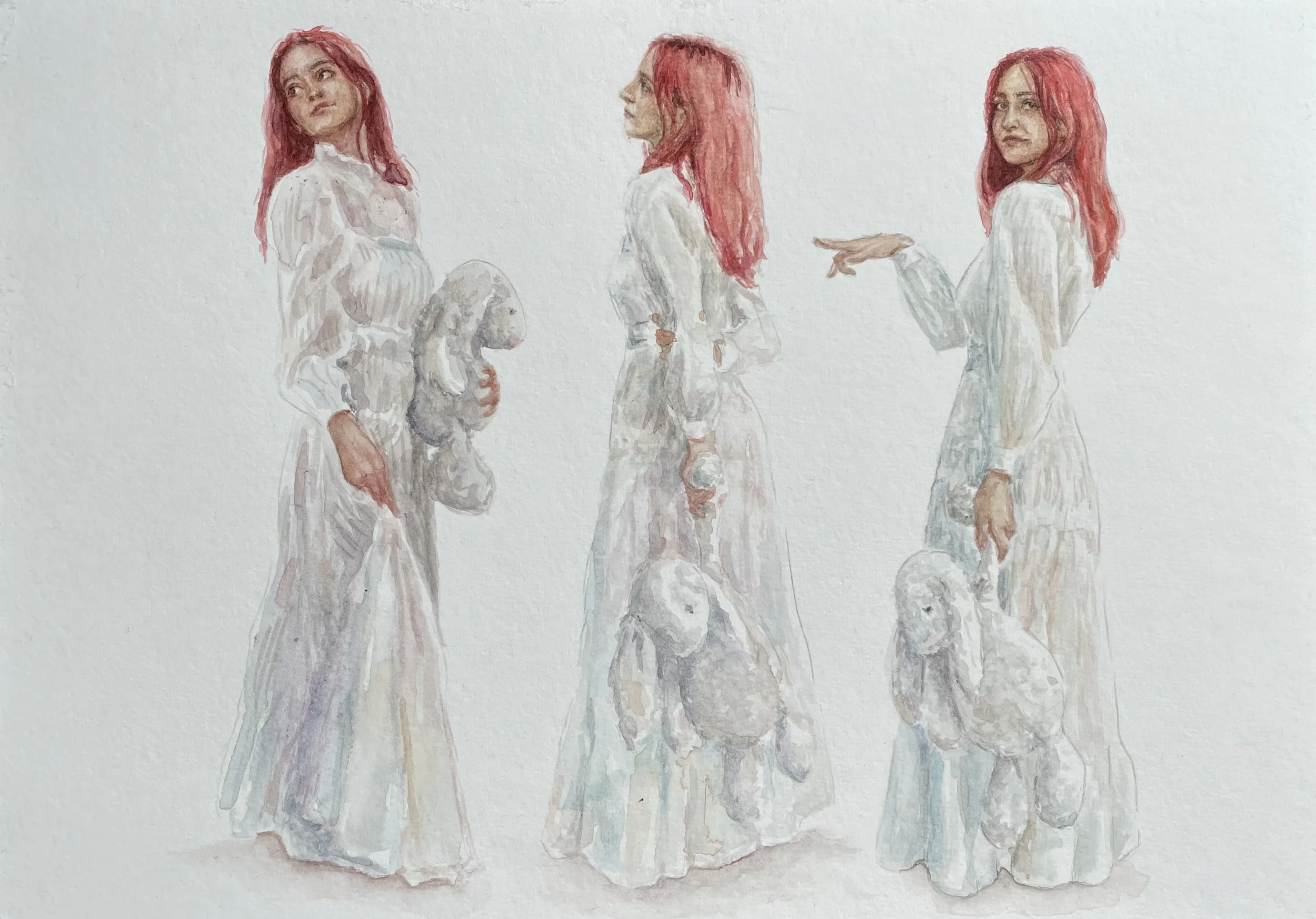 In Three Phases, 9x12 watercolor on paper (2025)